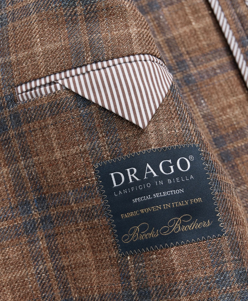 Traditional Fit Plaid Hopsack Sport Coat in Linen-Wool Blend, image 7