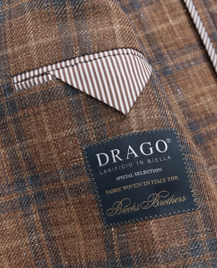 Traditional Fit Plaid Hopsack Sport Coat in Linen-Wool Blend, image 7