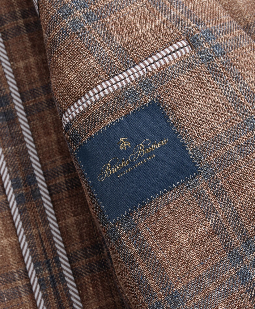 Traditional Fit Plaid Hopsack Sport Coat in Linen-Wool Blend, image 8