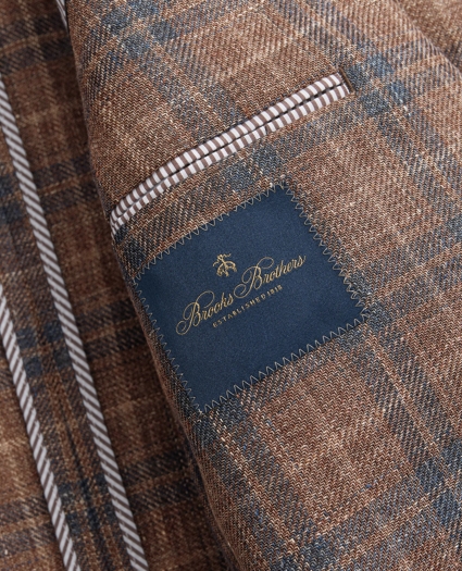 Traditional Fit Plaid Hopsack Sport Coat in Linen-Wool Blend, image 8