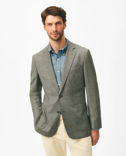 Classic Fit Overcheck Sport Coat in Flannel Merino Wool, image 1