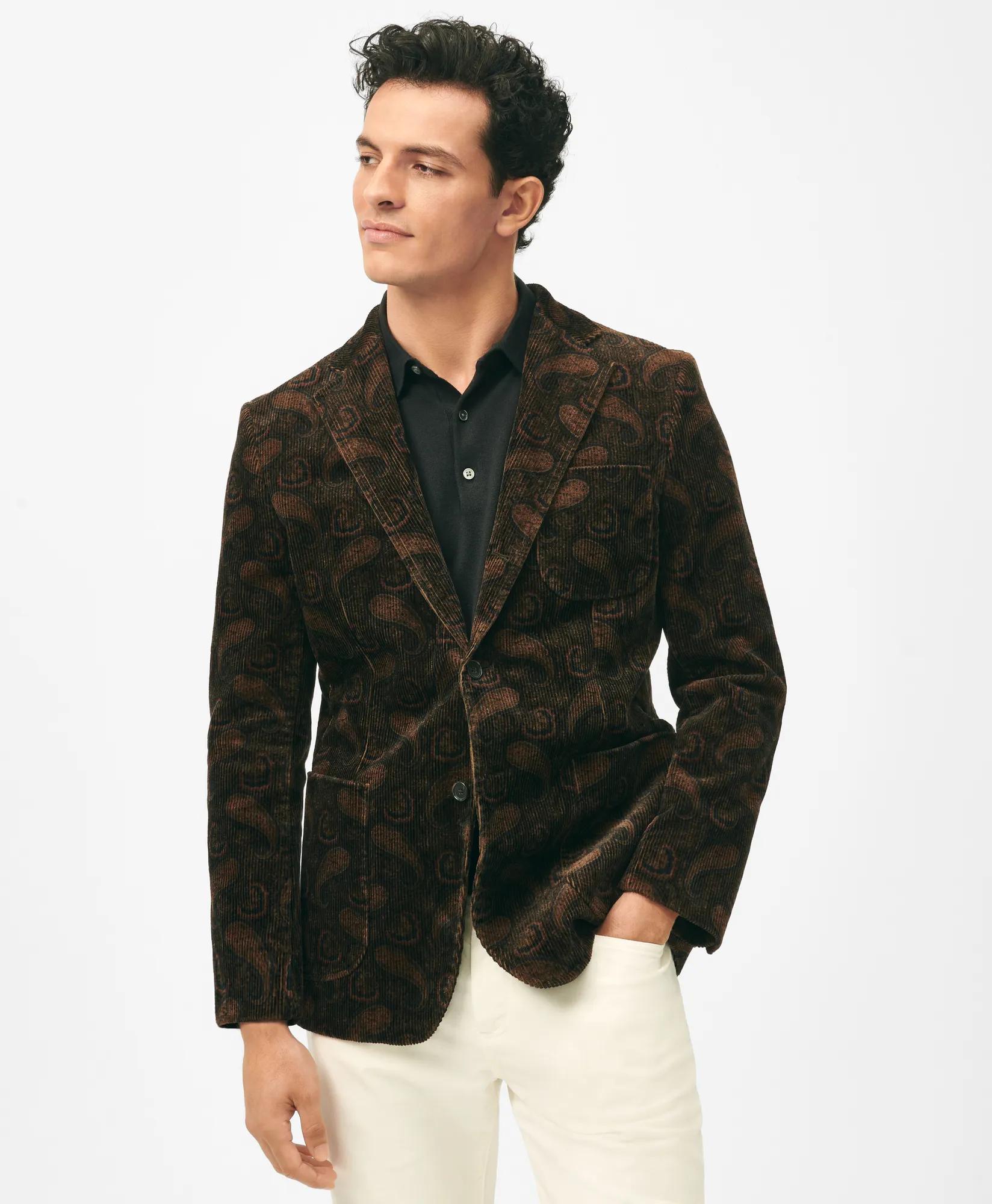 Slim Fit Sport Coat in Paisley Cotton Blend Corduroy