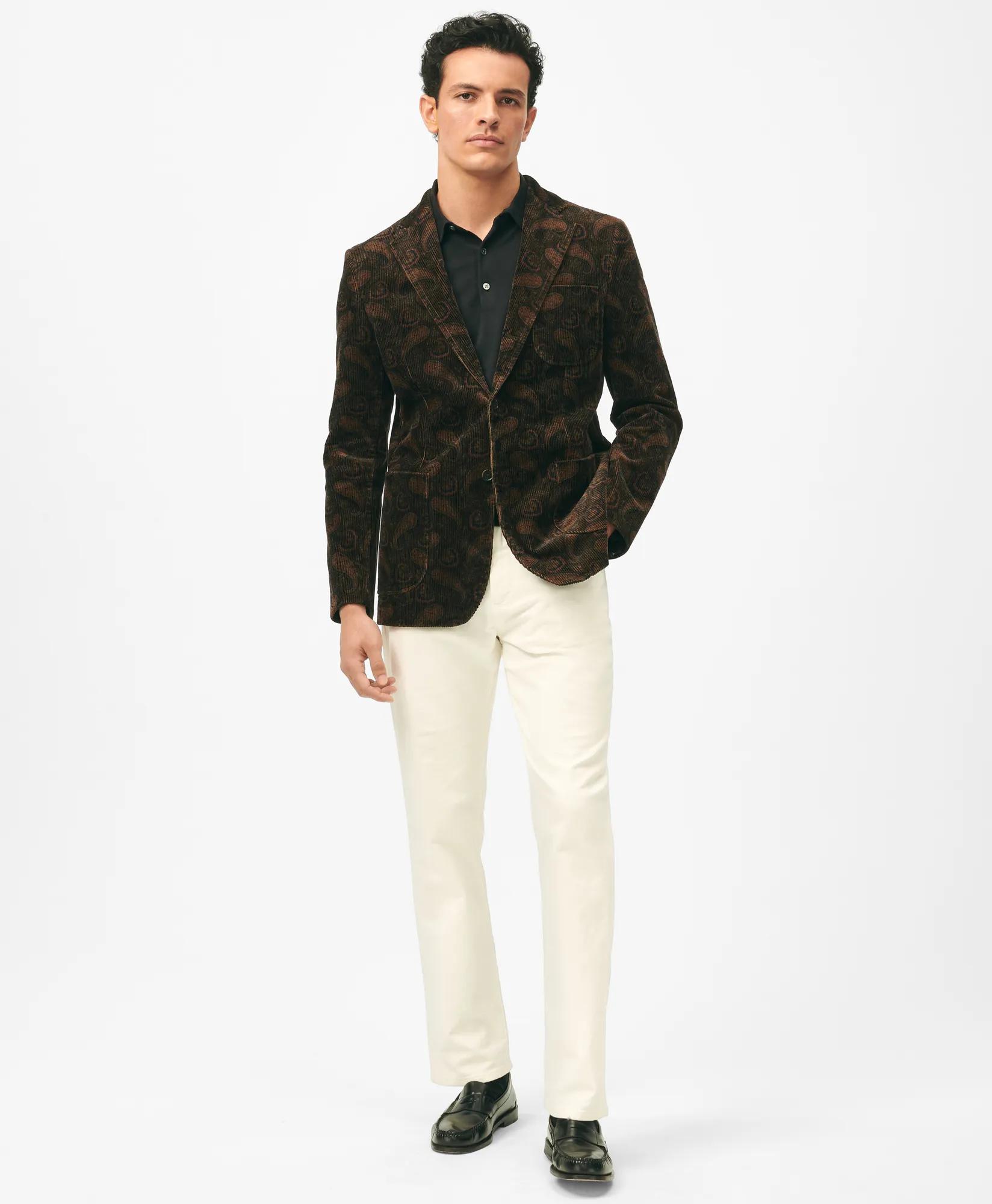 Slim Fit Sport Coat in Paisley Cotton Blend Corduroy