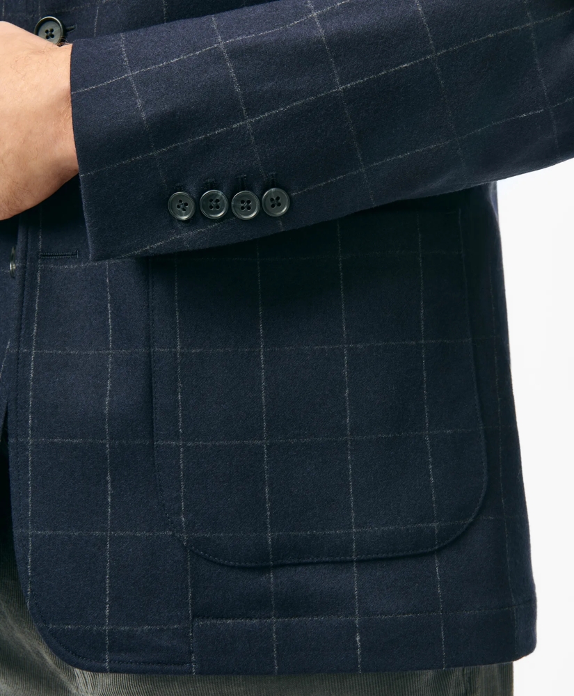 Tailored Shirt Jacket in Windowpane Wool-Cashmere Blend