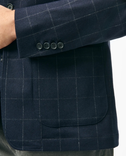 Tailored Shirt Jacket in Windowpane Wool-Cashmere Blend, image 4