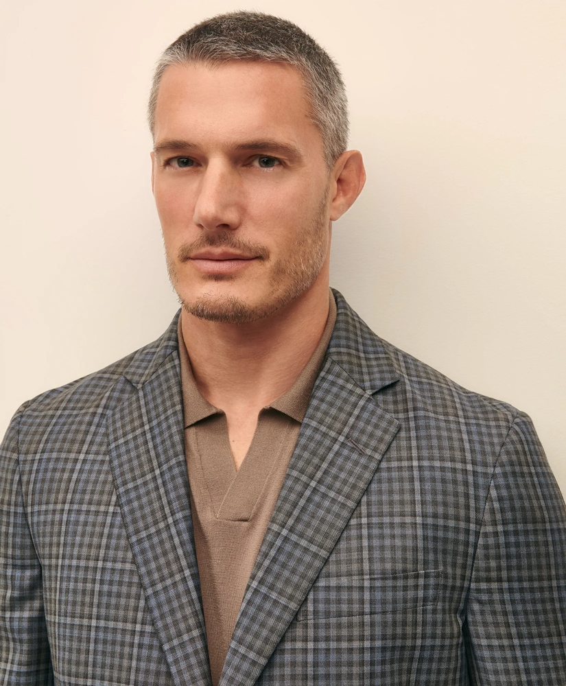 Traditional Fit Wool Gingham Sport Coat, image 3