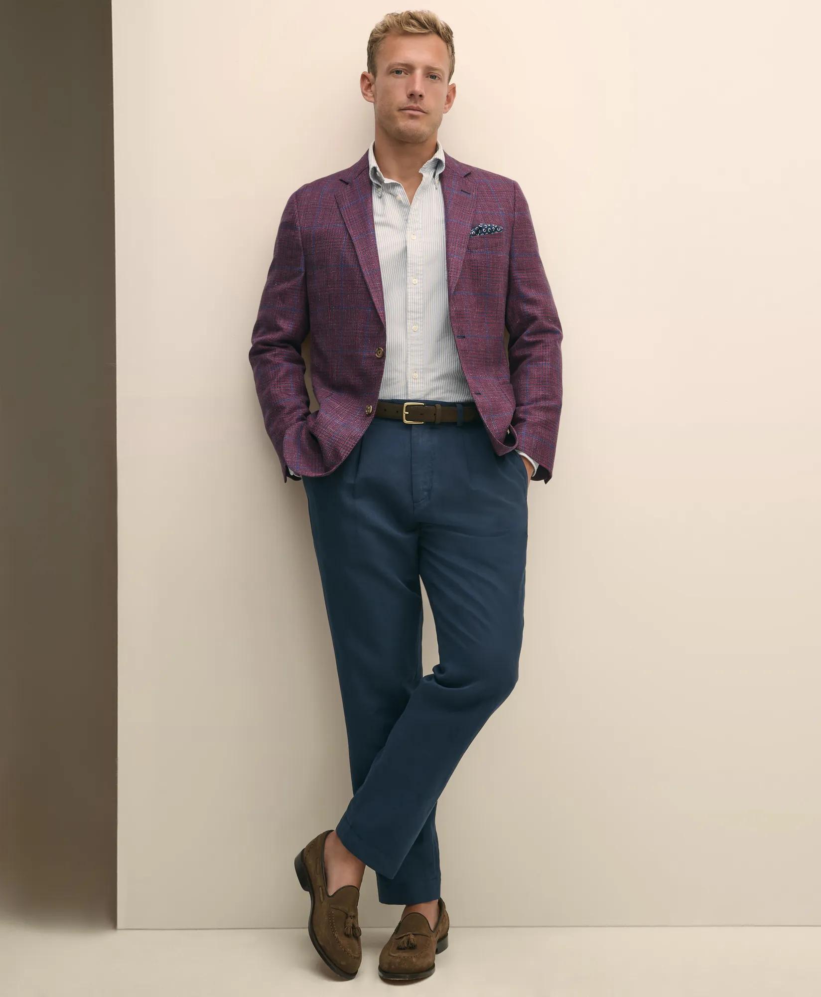 Classic Fit Wool-Linen-Silk Overcheck 1818 Sport Coat