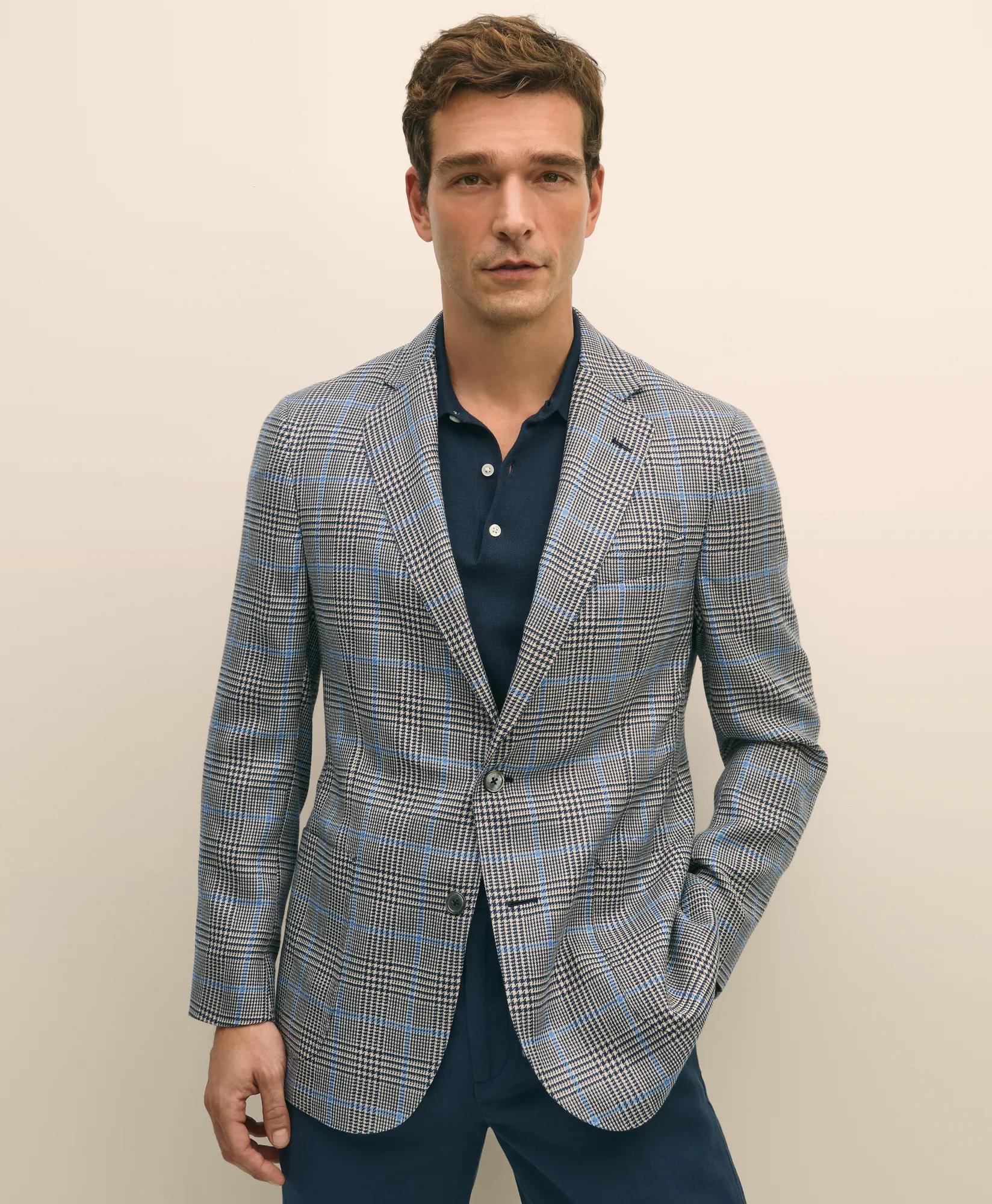 Classic Fit Wool-Linen-Silk Overcheck 1818 Sport Coat
