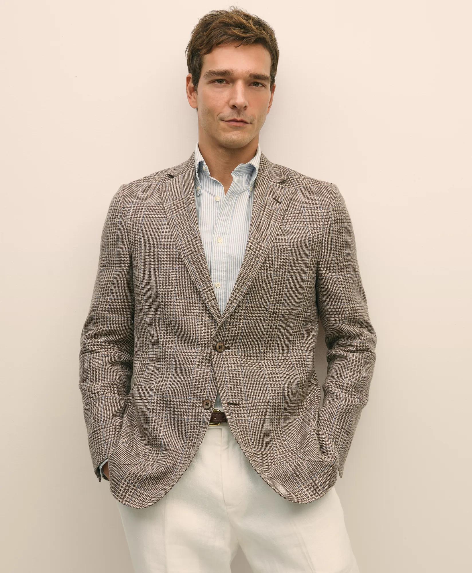 Classic Fit Linen-Silk-Cotton Check 1818 Sport Coat