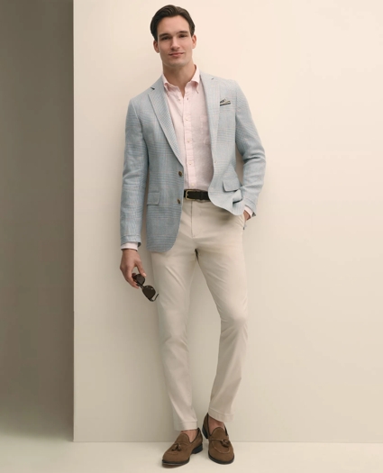Classic Fit Linen-Wool-Silk Glen Plaid Sport Coat, image 1