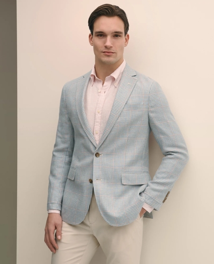 Classic Fit Linen-Wool-Silk Glen Plaid Sport Coat, image 2