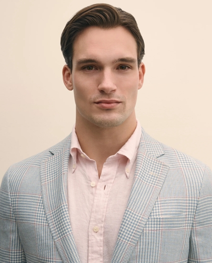 Classic Fit Linen-Wool-Silk Glen Plaid Sport Coat, image 3