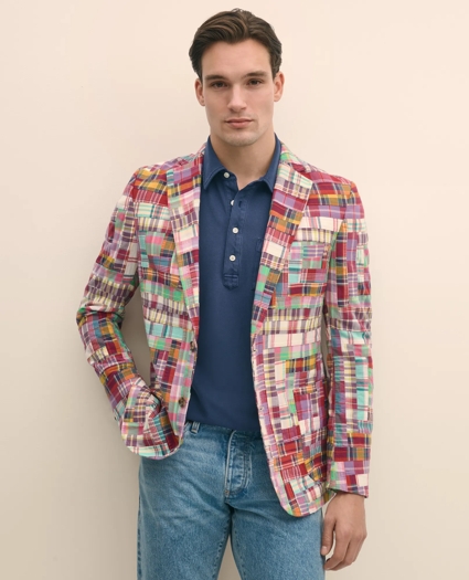 Classic Fit Cotton Patchwork Madras Sport Coat, image 2