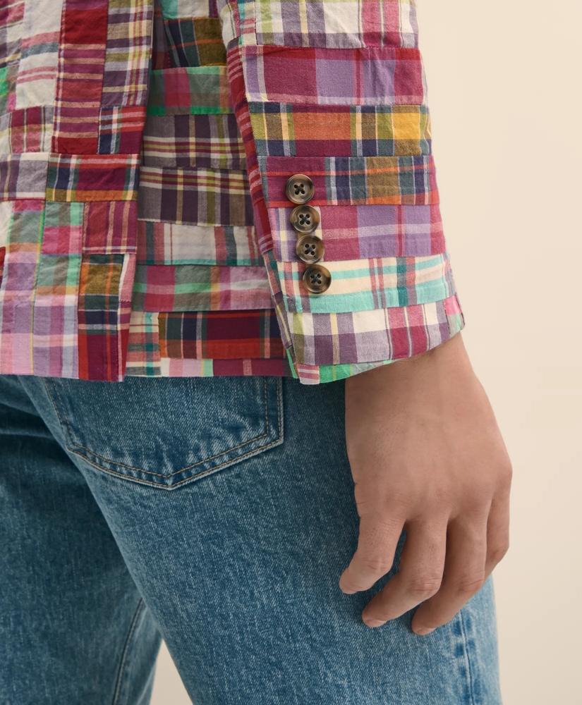 Classic Fit Cotton Patchwork Madras Sport Coat, image 4