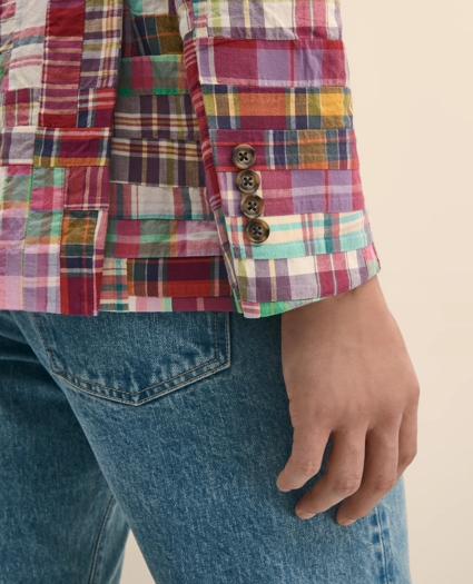 Classic Fit Cotton Patchwork Madras Sport Coat, image 4