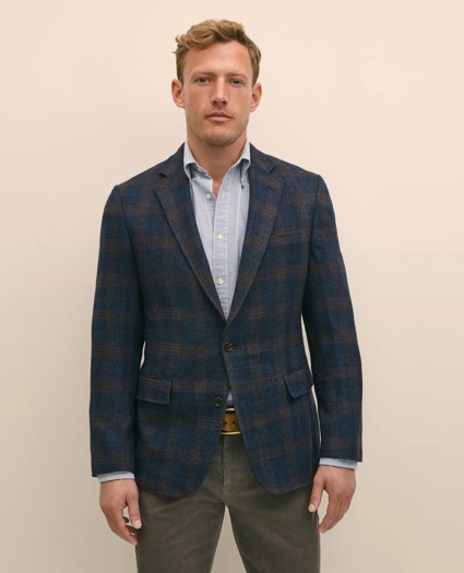 Classic Fit Wool-Cotton-Silk-Cashmere Hopsack Check Sport Coat, image 1