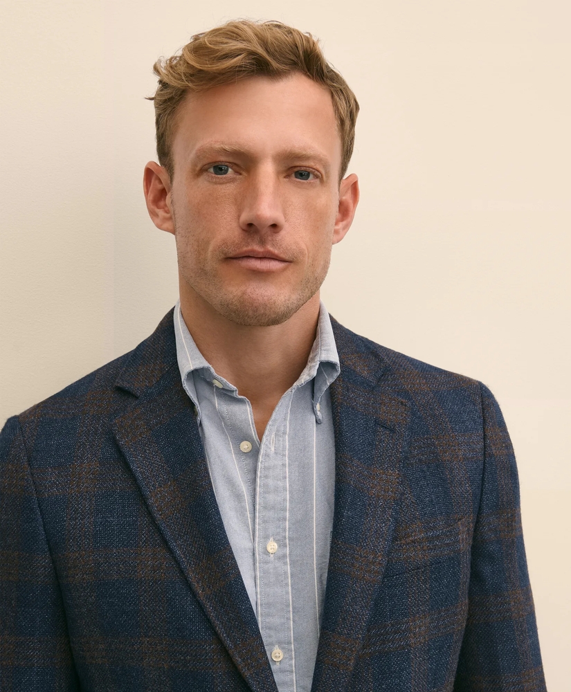 Classic Fit Wool-Cotton-Silk-Cashmere Hopsack Check Sport Coat, image 3