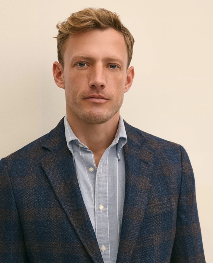 Classic Fit Wool-Cotton-Silk-Cashmere Hopsack Check Sport Coat, image 3