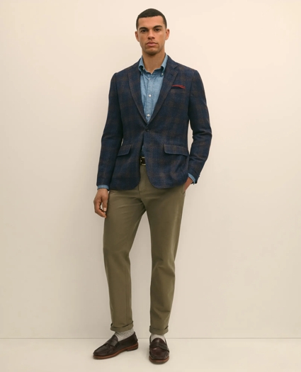 Slim Fit Wool-Cotton-Silk-Cashmere Hopsack Check Sport Coat, image 2