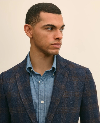 Slim Fit Wool-Cotton-Silk-Cashmere Hopsack Check Sport Coat, image 3