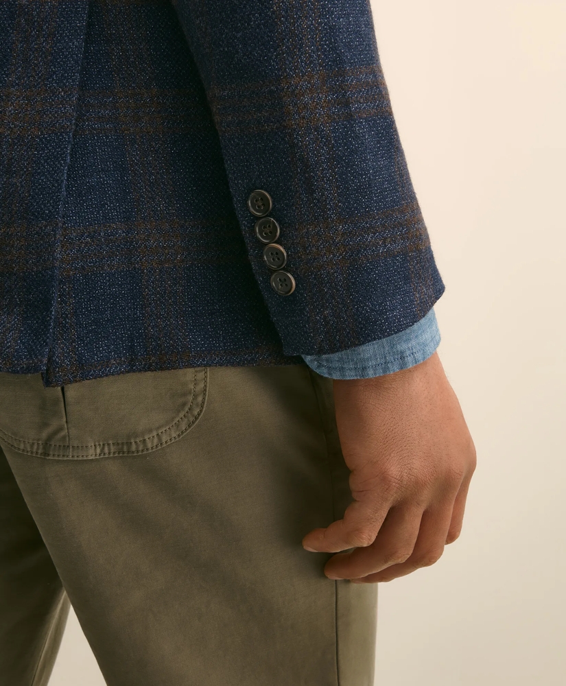 Slim Fit Wool-Cotton-Silk-Cashmere Hopsack Check Sport Coat, image 5
