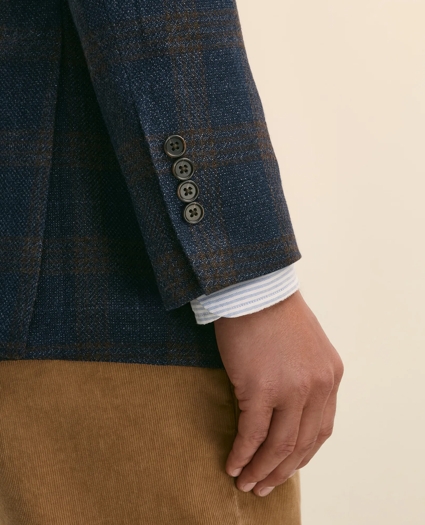Traditional Fit Wool-Cotton-Silk-Cashmere Hopsack Check Sport Coat, image 4