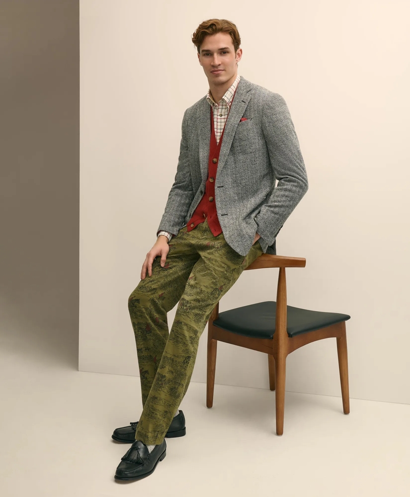 Classic Fit Herringbone Knit Sport Coat in Wool-Cotton, image 2