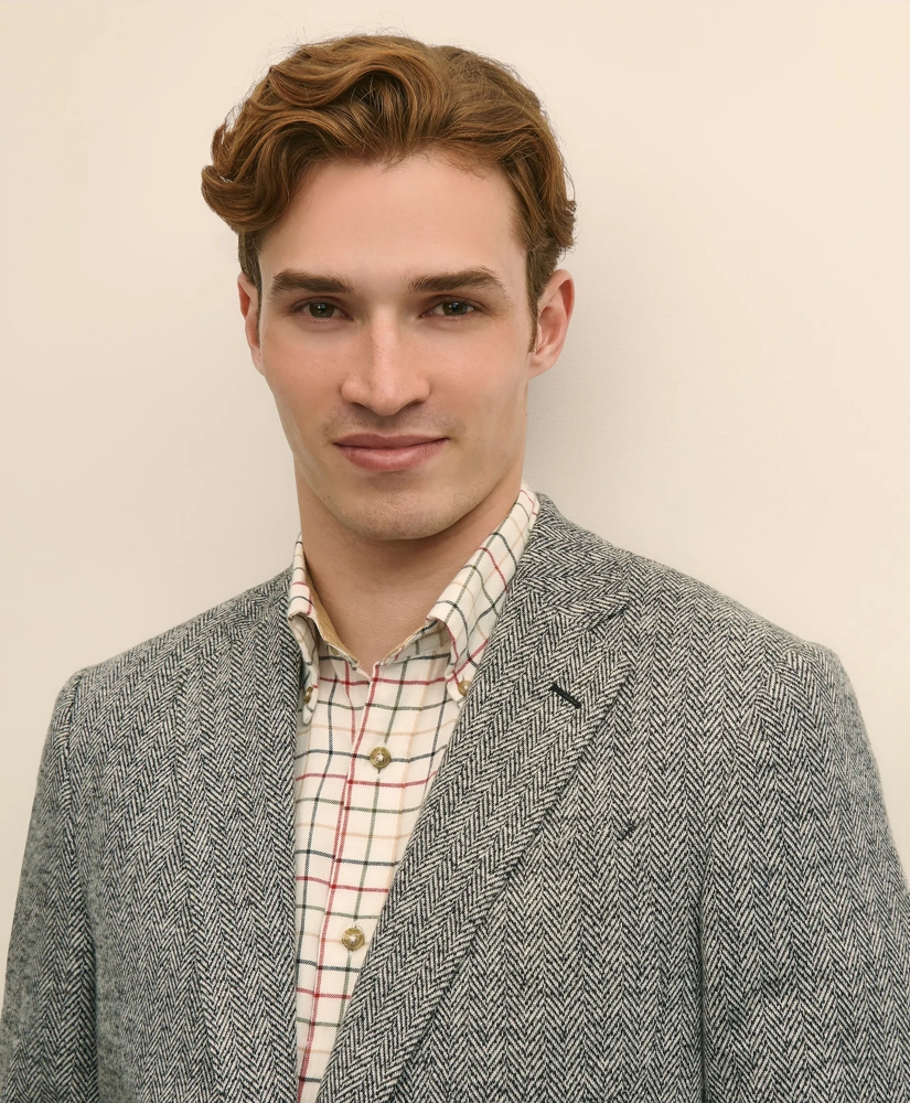 Classic Fit Herringbone Knit Sport Coat in Wool-Cotton, image 3