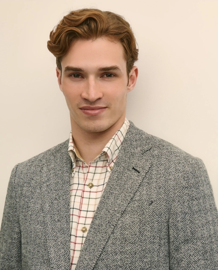 Classic Fit Herringbone Knit Sport Coat in Wool-Cotton, image 3