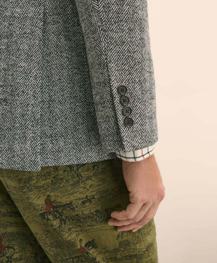 Classic Fit Herringbone Knit Sport Coat in Wool-Cotton, image 5