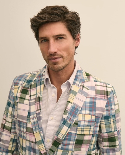 No. 1 Sack Sport Coat in Cotton Patchwork Madras, image 6