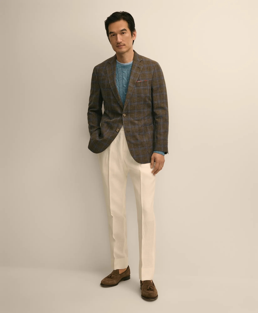 Classic Fit Linen-Cotton-Wool Hopsack Windowpane Sport Coat, image 2