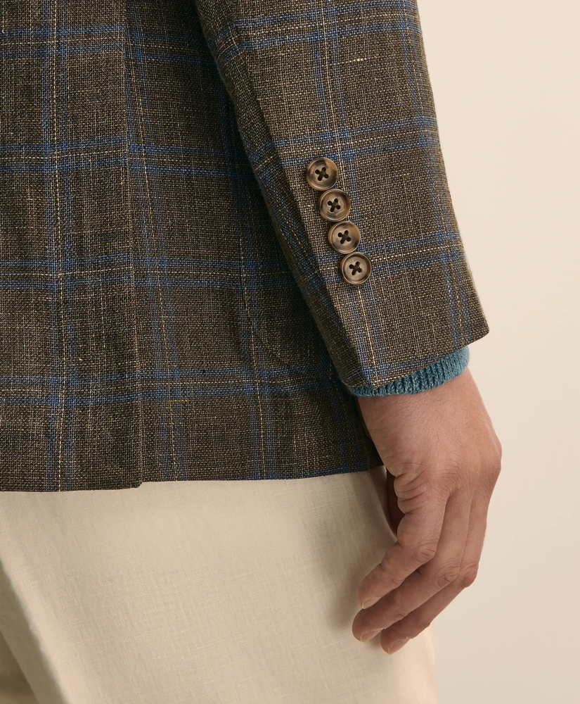 Classic Fit Linen-Cotton-Wool Hopsack Windowpane Sport Coat, image 5