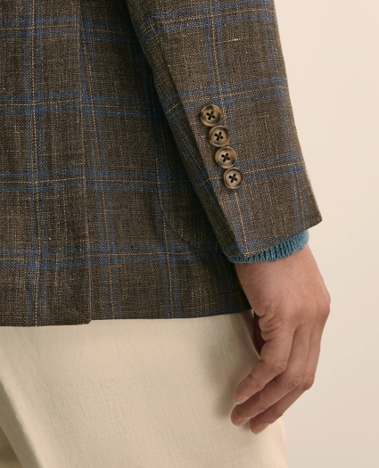 Classic Fit Linen-Cotton-Wool Hopsack Windowpane Sport Coat, image 5
