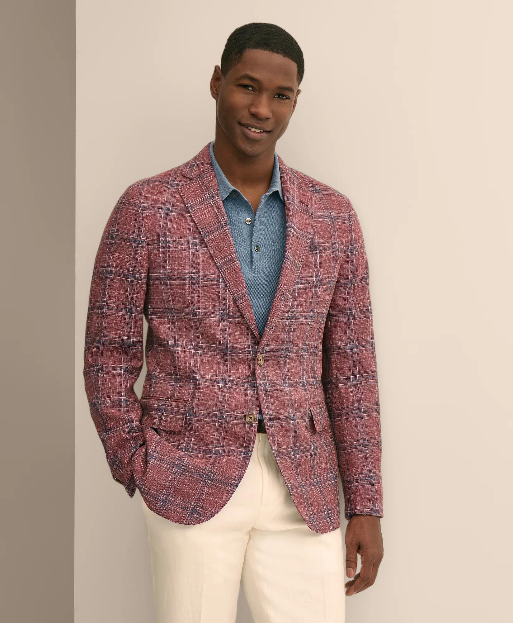 Classic Fit Wool-Cotton-Linen Hopsack Check Sport Coat primary