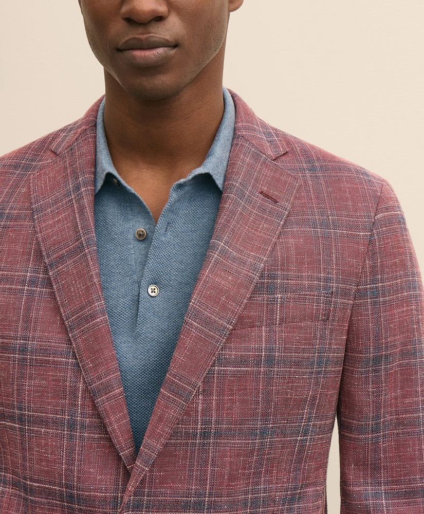 Classic Fit Wool-Cotton-Linen Hopsack Check Sport Coat, image 5