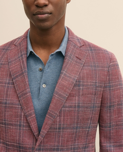 Classic Fit Wool-Cotton-Linen Hopsack Check Sport Coat, image 5