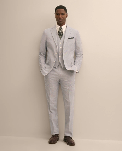 Classic Fit Cotton Blend Seersucker Vest, image 2