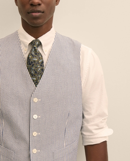 Classic Fit Cotton Blend Seersucker Vest, image 3