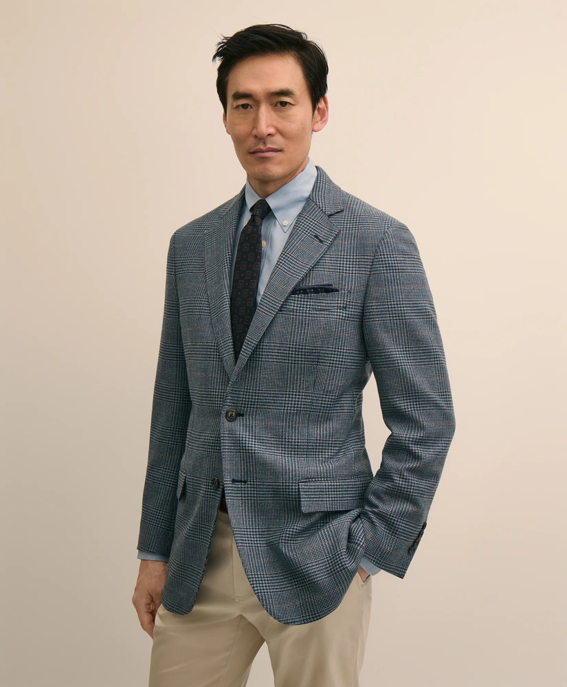 Traditional Fit Wool-Cotton Blend Hopsack Houndstooth Sport Coat, image 1