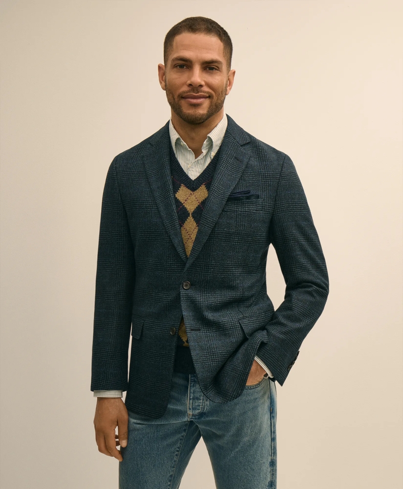 Classic Fit Wool-Cotton Blend Houndstooth Hopsack Sport Coat, image 1