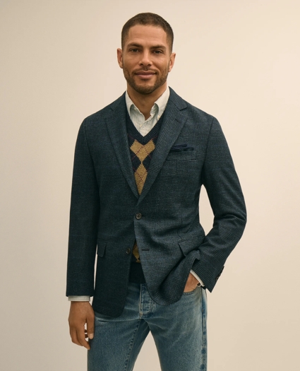 Classic Fit Wool-Cotton Blend Houndstooth Hopsack Sport Coat, image 1