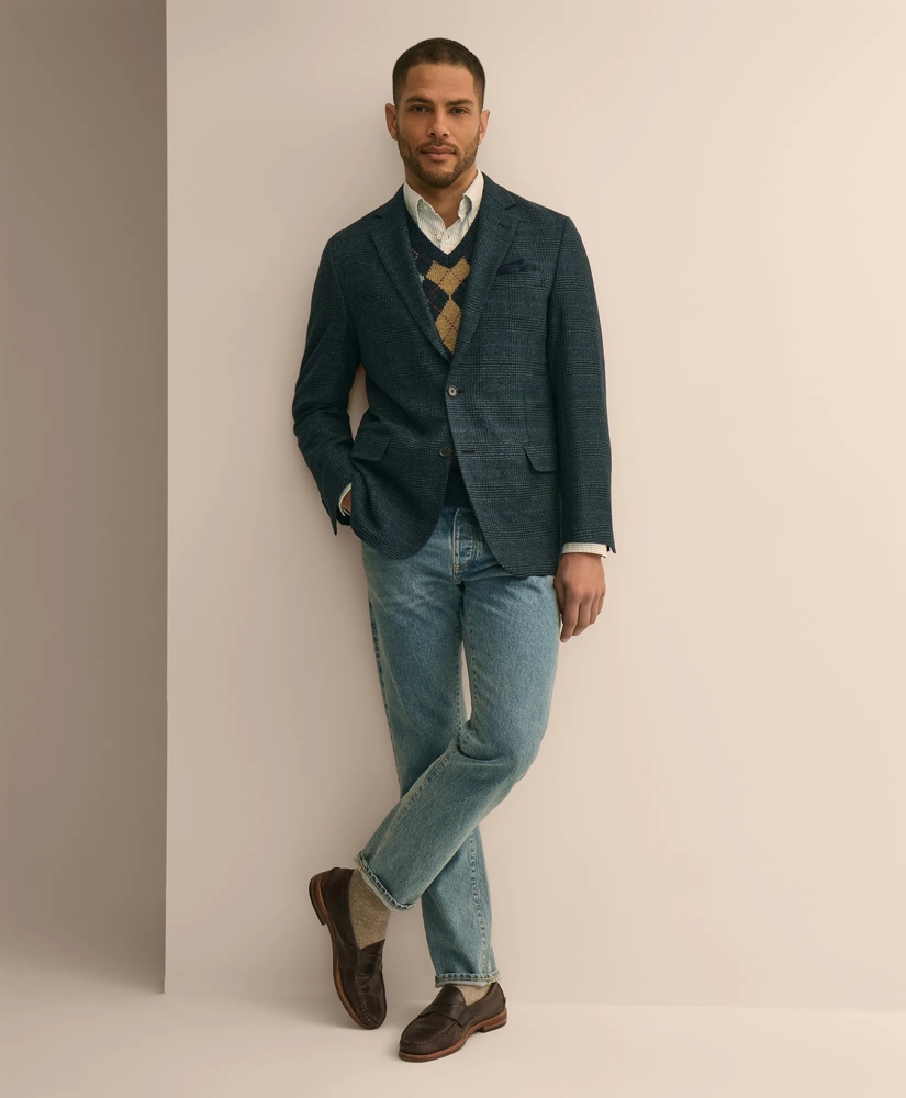 Classic Fit Wool-Cotton Blend Houndstooth Hopsack Sport Coat, image 2