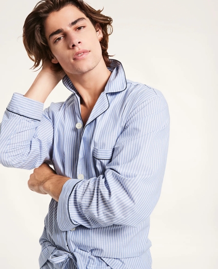 Striped Cotton Broadcloth Pajamas, image 1