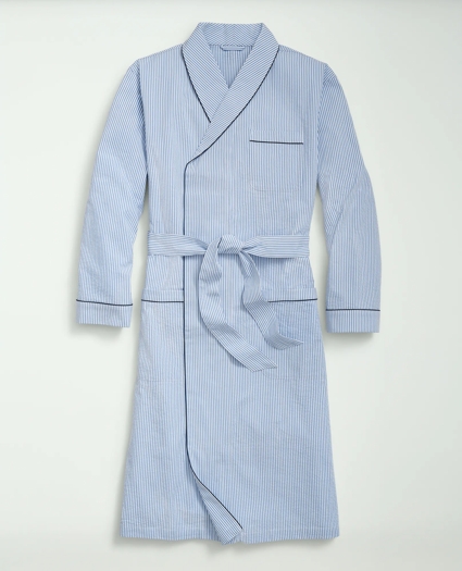 Stretch Cotton Seersucker Striped Robe, image 1