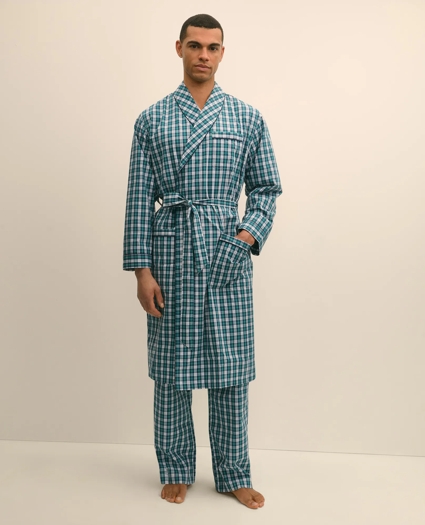 Cotton Broadcloth Plaid Robe, image 1