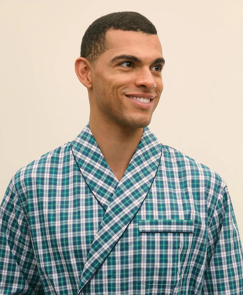 Cotton Broadcloth Plaid Robe, image 3