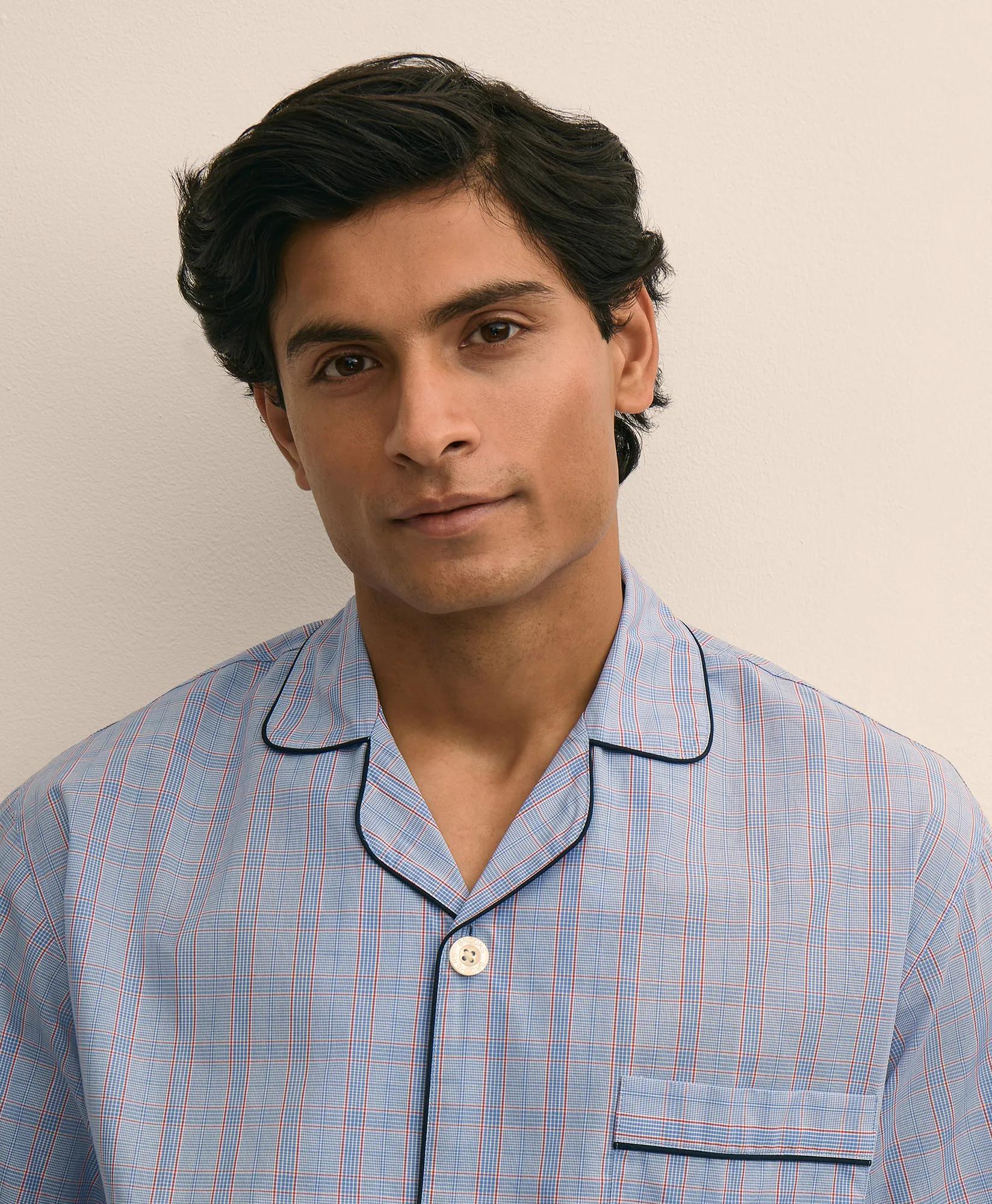 Cotton Broadcloth Glen Plaid Short Pajamas, image 2