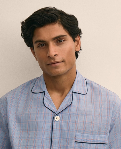 Cotton Broadcloth Glen Plaid Short Pajamas, image 2