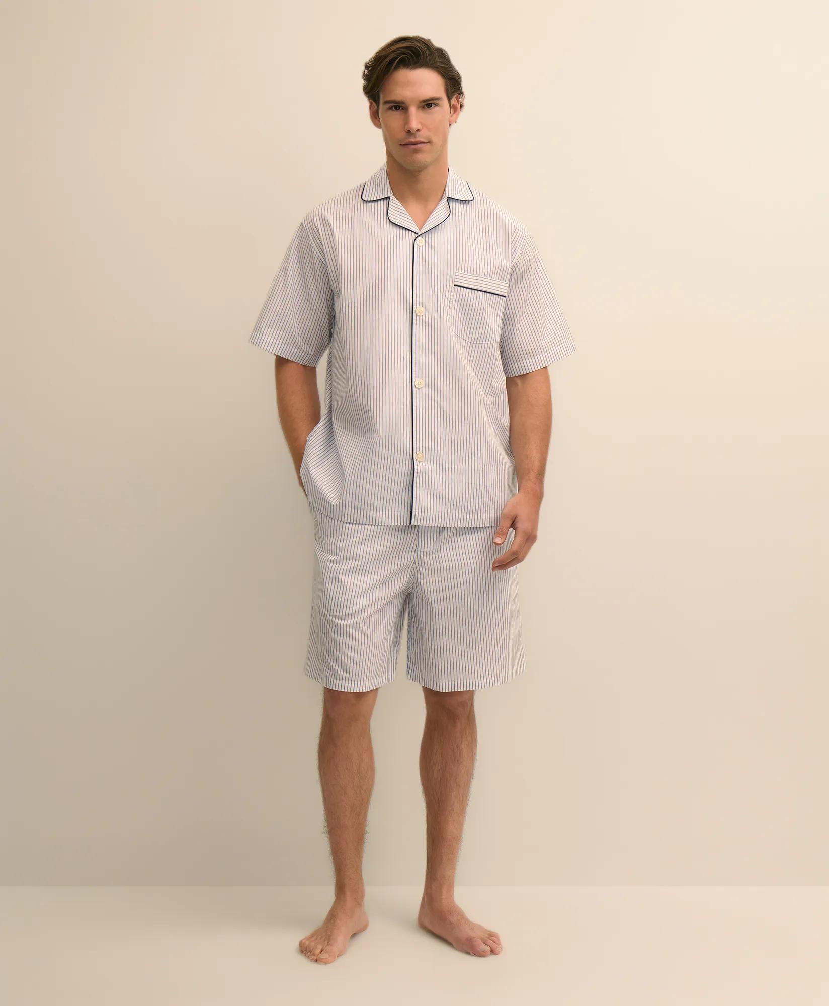 Cotton Broadcloth Stripe Short Pajamas, image 1